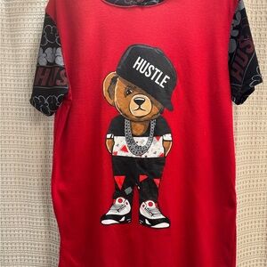 Hustle Bear Graphic Short Sleeve Tee - Red